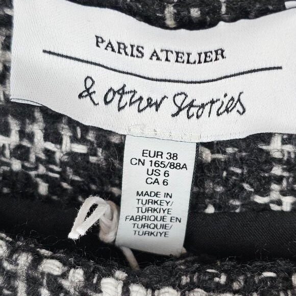 & Other Stories Women US 6 Mini Dress B&W Recycled Cotton Tweed Square Neck $199 - Picture 7 of 12